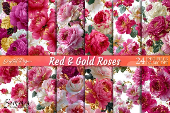 Download Red Gold Roses Luxury Floral Background - Luxury Collection