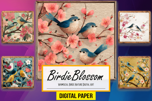 Download Whimsical Birds Nature Digital Artwork - Nature Collection